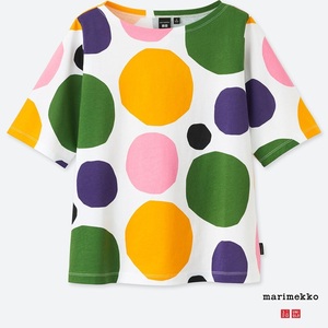 ラスト1点★ ユニクロ マリメッコ コラボ XLサイズ ボートネック Tシャツ marimekko nonparelli 北欧 ホワイト ピンク グリーン 新品