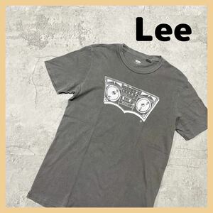 Lee リー EDWIN エドウィン ラジカセデザイン ロン丈 カットソー トップス 半袖シャツ Tシャツ レディース サイズS グレー 玉FL1265