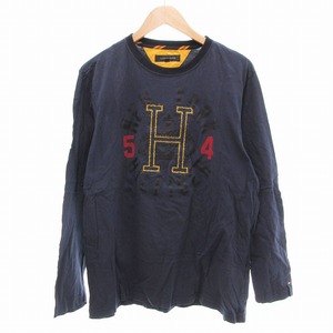 トミーヒルフィガー TOMMY HILFIGER Tシャツ ロンT 長袖 ロゴ刺繍 大きいサイズ XXL 紺 ネイビー /JS ●ECO メンズ