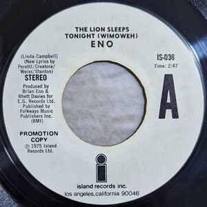 Eno-The Lion Sleeps Tonight★米Island プロモ・オンリー7”/Roxy Music