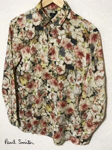 お洒落 人気【極美品】Paul Smith ポールスミス 総柄 花柄 ロングスリーブシャツ フラワーデザイン 長袖 size S マルチカラー