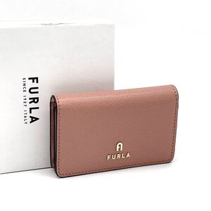 未使用品 FURLA フルラ カメリア ロゴ レザー カードケース 名刺入れ レディース ゴールド金具 