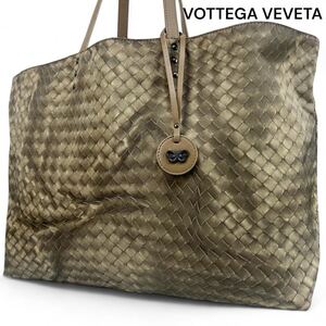 1円〜【美麗品 希少モデル】 BOTTEGA VENETA ボッテガヴェネタ イントレッチオ リュージョン トートバッグ ナイロン カーキ 大容量 肩掛け