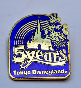 東京ディズニーランド　５周年記念ピン　ディズニー　ミッキーマウス　1988年