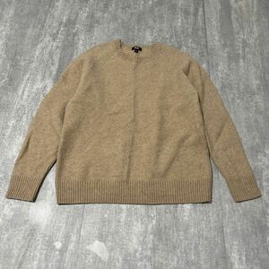 【500円スタート】プレミアムラムクルーネックセーター ニット ユニクロ UNIQLO ウール XL ベージュ トップス