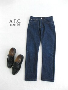 送料込☆A.P.C.アーペーセー☆デニムパンツ☆コットン☆濃紺☆26☆ストレート☆ジーンズ☆フランス