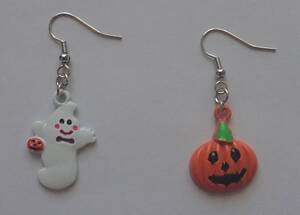 【新品】ハロウィン風 ピアス◆ゴースト（おばけ）・ジャックオランタン（かぼちゃ）