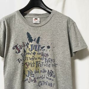 5千スタ【90s USA製 レア NIKE JACK & JILL ビンテージ Tシャツ】銀タグ ナイキ　グレー M エアジョーダン 古着 紺タグ オレンジタグ 風車