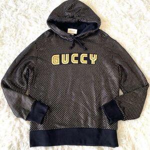 激レア◎ 極美品◎ GUCCI グッチ 18SS GUCCY ロゴ パーカー スター プルオーバー フーディー 星 ミケーレ期 総柄 トレーナー メンズ 黒