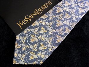 ♪今週の特売980円～♪3678♪良品【YSL】サンローラン【葉っぱ 植物 柄】ネクタイ♪