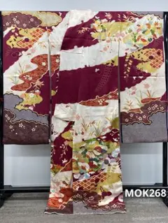 振袖 仮絵羽 青柳 金駒 金彩 紋意匠 正絹 未仕立て品 八掛付き