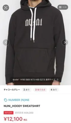 【未使用に近い】NUMBER (N)INE NUNI_HOODY パーカー