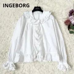 INGEBORG インゲボルグ ピンタックフリルシャツジャケット ピコフリル