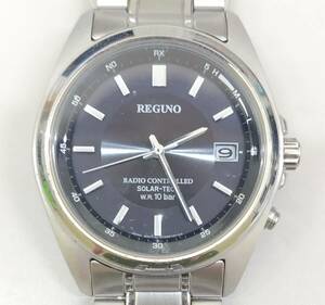 6928c 動作品 CITIZEN REGUNO H415-S057515 シチズン レグノ ソーラー 3針 デイト 腕時計 黒文字盤 ブラック メンズ