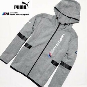 新品◆PUMA×BMW フーデッドジャケット グレー Mサイズ(US S)◆ジップジャケット