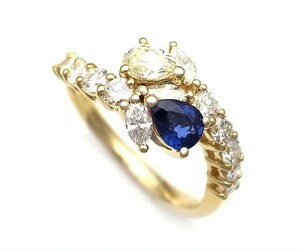 【緑屋質屋】特選ジュエリー　サファイアリング　0.47ct　K18YG【中古】