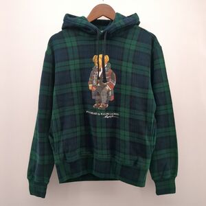 ポロ ラルフ ローレン　フードパーカー　SIZE XS　グリーン　チェック柄　ポロベア　プルオーバー　POLO RALPH LAUREN　◆3109/宮竹店