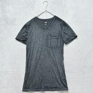 【H&M】エイチアンドエム (XS) コットン 無地 トップス Tシャツ カットソー Vネック