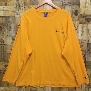 チャンピオン　champion ロンT 長袖Tシャツ ロングスリーブ　XXXXL 4XL 5L 大きいサイズ　ビッグシルエット　刺繍　黄色　イエロー　美品