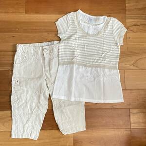 ★23 美品 USED ZARA Kids 半袖 チュニック Tシャツ＋クロップドパンツ 上下セット 7歳〜8歳 128cm USA直営店購入★ザラキッズ子供サイズ