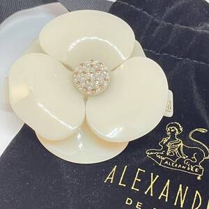 ALEXANDRE DE PARIS アレクサンドルドゥパリ バレッタ ヘアアクセサリー カメリア フラワーモチーフ ラインストーン ホワイト系 美品