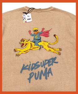 2027 未着用 タグ付き●PUMA×KIDSUPER STUDIOS プーマ×キッドスーパー●ビッグロゴ キャラクタープリント 半袖 Tシャツ ベージュ L