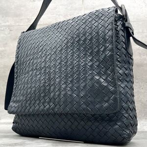 1円〜【美品】ボッテガヴェネタ BOTTEGA VENETA ショルダーバッグ ビジネスバッグ イントレチャート ブラック 黒 A4可 メンズ