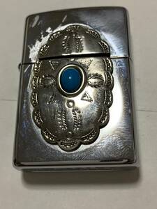 1998年　本体のみ　　ターコイズ　インディアンジュエリー　メタルZIPPO　USED