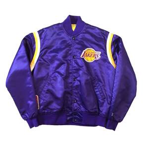 90s STARTER スターター NBA LAKERS レイカーズ ナイロン スタジャン スタジアムジャンパー アワード ジャケット パープル USA製 L