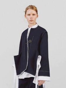 Jil sander ジルサンダー 18ss ノーカラージャケット　新品同様　レディース　XS フォーマル 切り替えジャケット　ダークネイビー