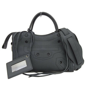 バレンシアガ BALENCIAGA ブラックアウトシティXS 2WAYバッグ ハンドバッグ ショルダーバッグ レザー グレー 490610 中古 新入荷 OB1371