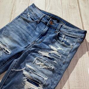 【AMERICAN EAGLE】HI-RISE JEGGING ハイライズジェギング スキニーデニムパンツ US 6 SHORT