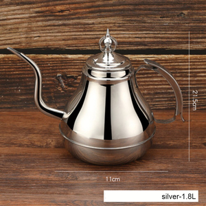 【Silver 1.8L】ティーポット コーヒーポット グースネック やかん ステンレス 茶器 ティータイム 洋風 D0610230