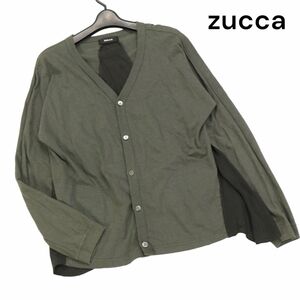 zucca ズッカ 通年 異素材切替♪ フレア ジャージー カーディガン Sz.M　レディース 日本製　K4T00933_6#O