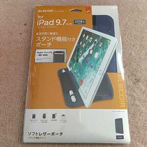 ★ELECOM iPad 9.7インチ スタンド機能付きポーチ ソフトレザー 保護 ブルー TB-A18RLPSBU