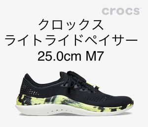 【送料無料】25.0cm M7 クロックス ラスト1 ライトライド 360 マーブル ペイサー/ブラックｘシトラス/ CROCS/LiteRide 360 Marbled Pacer/