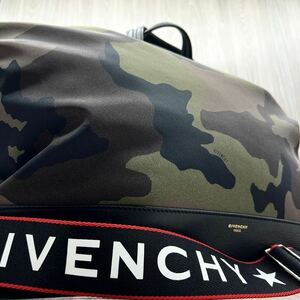 ■現行モデル/美品■GIVENCHY ジバンシー ボストンバッグ ショルダーバッグ 迷彩 カモフラ メンズ ビジネス レザー キャンバス ブラック