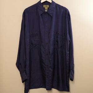 ROBERT STOCK Silk Shirt NAVY Lサイズ シルクシャツ ネイビー SH/276