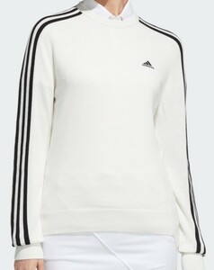 adidas アディダス 長袖クルーネックセーター スリーストライプス WHITE ホワイト 白 Sサイズ レディース 新品未使用 タグ付き