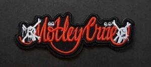 両端髑髏MC赤黒白 英語ロゴ ■新品 『Motley Crue』モトリー・クルー　アメリカ　メタル・バンド 刺繍ワッペン■激渋■ミュージック 音楽