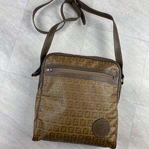 極美品/vintage☆ FENDI フェンディ fendi PVC ショルダーバッグ ズッカ柄 ズッキーノ FF柄 デカロゴ クロスボディ 斜め掛け レザー