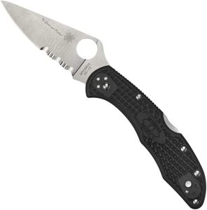 アウトドアナイフ 日本製 C11FPSBKBL スパイダルコ デリカ4 ブルーライン 半波刃 Spyderco サバイバルナイフ