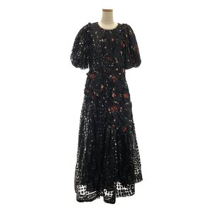 【美品】 Simone Rocha / シモーネロシャ | フリル装飾 パフスリーブ チュール ドレス ワンピース / 総裏地 | UK10 | ブラック