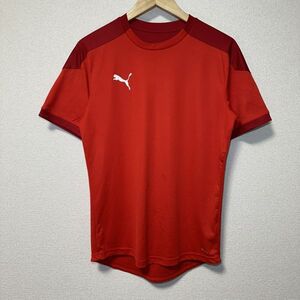 PUMA プーマ ショート スリーブ 半袖 T シャツ プラ クティス M 赤 レッド サッカー フット サル ボール トレーニング ウエア S118