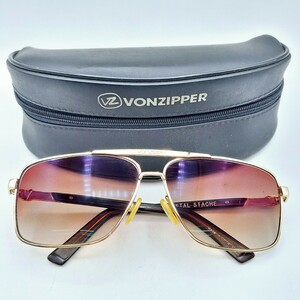 VONZIPPER ボンジッパー METAL STACHE サングラス アイウェア メンズ メガネ 度入りレンズ グラデーションレンズ ブラウン ケース付 WK