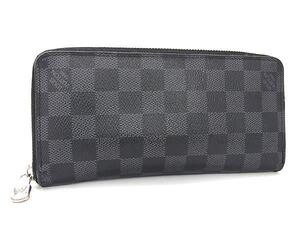 1円 LOUIS VUITTON ヴィトン N63095 ダミエグラフィット ジッピーウォレットヴェルティカル ラウンドファスナー 長財布 ブラック系 FL0939