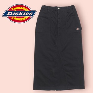 S■ Dickies ディッキーズ レディース ロング タイトスカート ロゴ スリット Lサイズ 黒 ブラック ボトムス 綿混 ウエスト後ろゴム