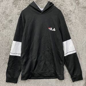 FILA フィラ スウェット パーカー プルオーバー ブラック 黒 メンズ トップス 最落なし （F4）