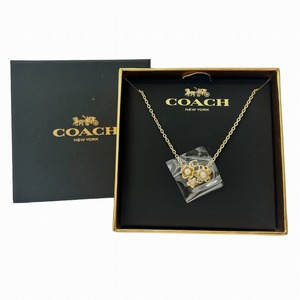 COACH コーチ F27168 フラワーネックレス ゴールド アクセサリー レディース 未使用品 フラワーペンダント【中古】