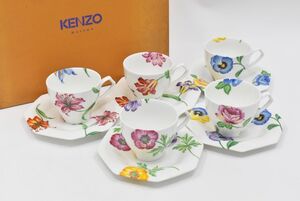 (1020M 1015T8)1円～ 未使用　KENZO　フローラリ　コーヒーセット　カップ＆ソーサー　5客セット